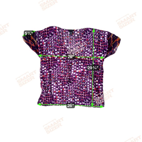 FRAAS Sheer Purple Abstract Dot V-Neck Batwing Sleeve Top - Picture 6 of 6